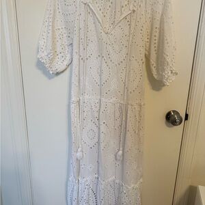 White Long Sleeve Puff Sailor Collar Sundress